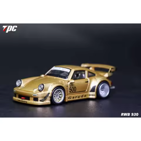 TPC 1:64 Porsche RWB 930 Full Open Gold Diecast Car Model