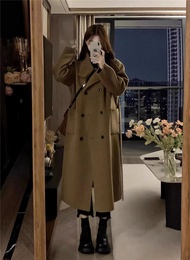 10/25lindymeiyi F816 Big Sale Winter New Arrival Stand Collar Coat Mid Length Long Length Double Bre