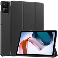 全城熱賣 - 適用於小米 Redmi Pad SE 卡斯特紋純色電壓三折支架平板皮套（黑色）