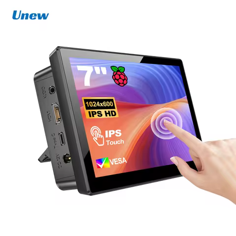 Unew 7" Raspberry Pi 5 4 3 Touchscreen Monitor 1024x600 HDMI USB Speaker Fan for Raspi Drive Free Ad