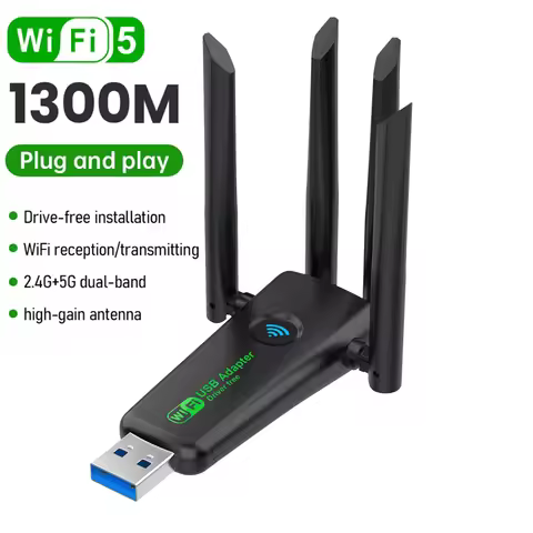 1300Mbps WiFi USB Adapter Dual Band 2.4G/5Ghz Wi-Fi Dongle USB3.0 High-Speed 802.11AC 4-Antennas Wir