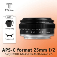 TTArtisan 25มม. F2เลนส์กล้องถ่ายรูปสำหรับ Sony E Mount A6400 Fujifilm XA XT4 XT30 Panasonic Olympus 