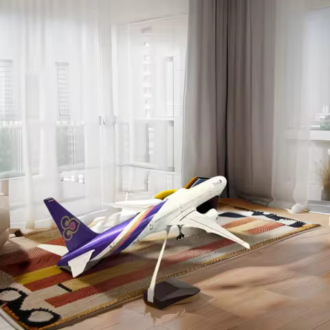 B777 Thai Airlines 47CM Diecast Resin Airplane Model with Stand Toys Model Plane 777 Display Collect