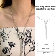 F Niche Design Waist Chain Metal Liquid Butterfly Adjustable Necklace Spicy Girl Style Necklace C1