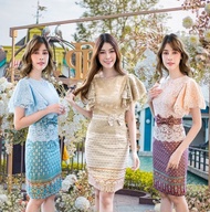 ชุดไทยประยุกต์ ชุดเดรสผู้หญิง ชุดไทย Mae Yhing Dress ชุดทำบุญ ชุดไทยลูกไม้ ชุดไทยผู้หญิง ชุดไปงาน ชุดแม่ลูก ชุดครอบครัว