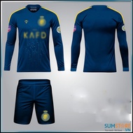 Áo Đá Bóng Thể Thao Al Nassr Xanh Đen Tay Dài - Áo Thể Thao Thun Lạnh Độc Lạ