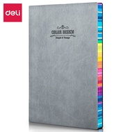 Deli Leather Cover Notebook 25K 160 Pages A5 Size Black Note Pad Journal Diary