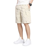 Summer Men Loose Straight Cargo Shorts Print Middle Pants Outdoor Fifth Pants Casual Shorts plus Size Beach Pants
