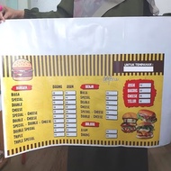 Stiker Menu Burger Gerai Tepi Jalan – PVC Waterproof | Menu Burger Benjo Oblong | Sesuai Untuk Foodt