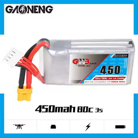 GAONENG/GNB 450mAh 3S 11.1V 80C suitable for FPV UAV small four-axis high rate lithium battery