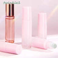 TWINKLE1 3Pcs Glass Roller Bottles, Refillable 5ml 10ml Essential Oil Roll-on Bottles, Storage Mini Gradient Pink with Calamine Rolling Ball Perfume Bottle Travelling