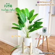 Large Fake Tree (18 Leaves) With Pot (Free!!Sprinkle Stone) Bird 75-90 Cm. Set In The House Next To 