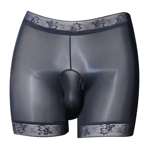 Mens Boxer Shorts Sissy Translucent Bulge Pouch Panties Glossy Stretchy Underwear Bikini Brief Sissy