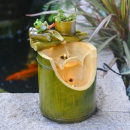 Creative Bamboo Tube Circulating Flowing Water Ornaments Lucky Fortune Feng Shui Wheel Fountain Landscape Living