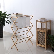 W-8&amp; Foldable Floor Drying Rack Bamboo Balcony Retractable Household Towel Rack Drying Rack Clothesline Pole MI4W