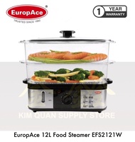 EuropAce 12L Food Steamer (2Tier)  EFS2121W  EFS 2121W [One Year Warranty]