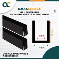 List U Aluminium Partisi Cubicle 12mm Lis U (5.6 Meter) - Hitam bzmd