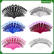 [HomylabMY] 50 Pieces Acrylic  14G-00G  Ear Gauges Expander Assorted Size Kit , Black