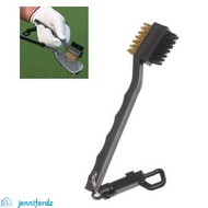 JENNIFERDZ 2 Sided Brass Wires Nylon Golf Brush with Clip 1PCS Portable Lightweight Cleaning Kit Too