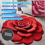 【Fast Absorbing 3D Flower】 Diatomite Bath Mat With Irregular Shape Diatomite Mat/Bath Mat/Floor Mat/