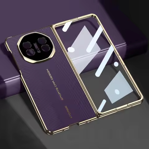 Luxury Electroplated Painted Leather Case For Huawei Mate X3 X5 Outer Screen Glass Protective Hard C