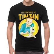 (พร้อมส่งเสื้อเฮีย) ใหม่ The Adventures of Tintin graphic เสื้อยืดผ้าฝ้าย 100% สําหรับผู้ชาย