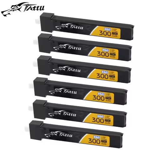 6Pcs TATTU 1S 3.8V 300mAh 75C LiPo Battery For RC Helicopter Quadcopter FPV Racing Drone Parts With