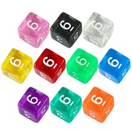 10pcs 16mm 6 Sided Dice Transparent Colored Digital D6 Dice for Entertainment Tabletop Game DND RPG