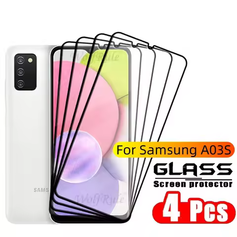 4PCS Full Cover Glass For Samsung A03S Glass Samsung Galaxy A03S Tempered Glass Full Glue Cover 9H S