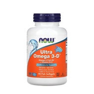 🧡Ready Stock🧡Now Foods, Ultra Omega 3-D, 600 EPA / 300 DHA, Halal, 90 Fish Softgels, Best by: 08/26