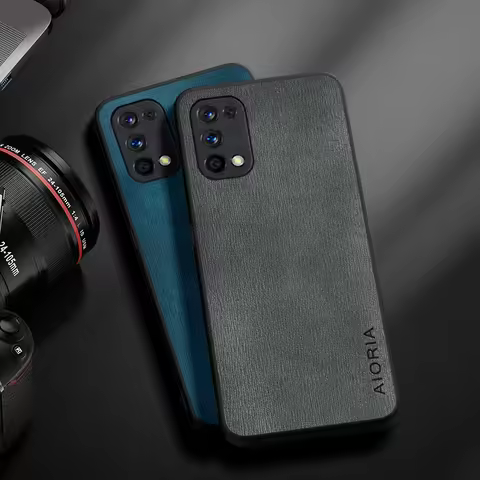 Case for Realme 7 Pro 5 Pro 5S 5i 6S 6i Q Design Simple Lightweight Durable Leather wood grain cover