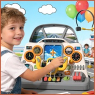 Plane Cockpit Simulator Toy Realistic Cockpit Game Light and Sound Pretend Play Kids Airplane Toy fo