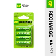 GP Recharge 1000mAh AA Rechargeable Battery (4 batteries pack, Precharged)