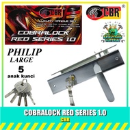 CBR COBRALOCK RED SERIES Philip Door Handle Red Series Home Door Lock/ 1.0mm Thick Large, Medium, Sm