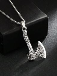1 chiếc vòng cổ mặt dây chuyền rìu hai mặt hình'sói và quạ Celtic Pirate Jewelry Viking mới, vòng cổ