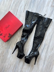 美國Pleaser Black Patent Thigh High Boots pole dance
