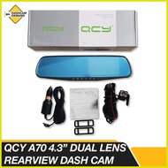 ✻ ◩ ¤ QCY A70  4.3 Inch Dual Lens Rearview Mirror Dash Cam