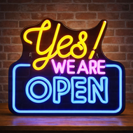 ป้ายไฟนีออน YES WE ARE OPEN ป้ายไฟร้านค้า ไฟLED USB ป้ายไฟOPEN ไฟตกแต่งร้าน มองเห็นชัด ดีไซน์สวย ป้า