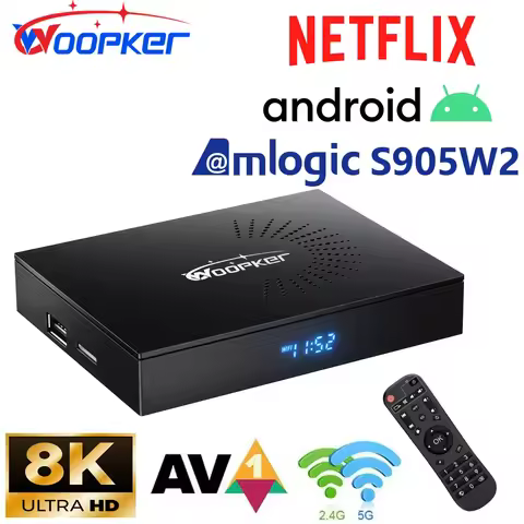 Woopker Atv Tv Box Kw2 Amlogic S905W2 Android 14 Support Google Av1 2.4&5G Wifi Bt Smart Tv Box Dc 5