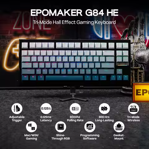EPOMAKER G84 HE 75% ANSI US Layout Gasket Wired/BT/2.4Ghz Wireless Hall Effect Magnetic Mechanical K