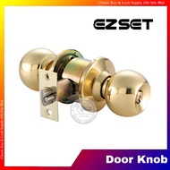 EZSET Door Knob Cylindrical Door Lock Gold Polish Brass BP-100CU-BA-US3