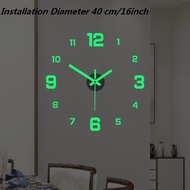 Jam dinding 3D bercahaya tanpa bingkai pelekat dinding jam senyap untuk rumah ruang tamu pejabat hia