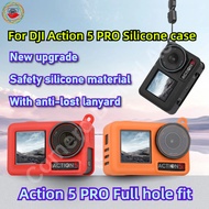 For DJI OSMO Action 5 PRO Silicone case anti-fall, with anti-lost lanyard Action 5 Protective case