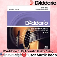 D'Addario EJ13 80/20 Bronze Acoustic Guitar Strings Extra Light 11-52 Tali Gitar Akustik Gitar Kapok