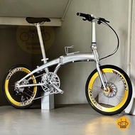 🦢 Fnhon Tornado 20" • 𝗠𝗥𝗧/𝗕𝘂𝘀-𝗙𝗿𝗶𝗲𝗻𝗱𝗹𝘆 Shimano 9s 𝗙𝗿𝗲𝗲𝗯𝗶𝗲𝘀 Folding Bicycle Polished Silver 451 Tyre