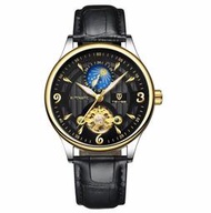 【手錶石英錶機械錶】TEVISE特威斯男錶全自動機械錶月相陀飛輪男士防水手錶T820B