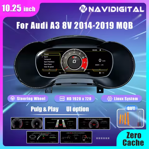 10.25'' Navidigital Dashboard For Audi A3 S3 8P 8V Q2 Q2L 2008-2013 2014-2020 Years Car LCD Panel Sp