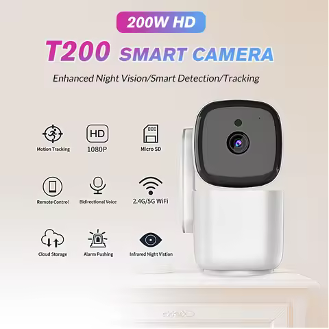 T200 1080P Indoor PTZ Security Camera 355° Pan 90° Tilt Auto Motion Tracking Dual Band 2.4G 5G WiFi 