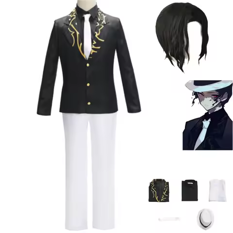 Anime Kibutsuji Muzan Cosplay Costume Wig Black Coat Uniform Shirt Formal Hat Full Set Man Woman Car
