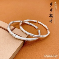 Men Women Style Bracelet Wholesale Bamboo Open Pure Silver Silver Bracelet Shiny Solid Sterling Silv